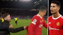 Video: Ronaldo shrugs off pitch invader that grabbed at Man Utd star